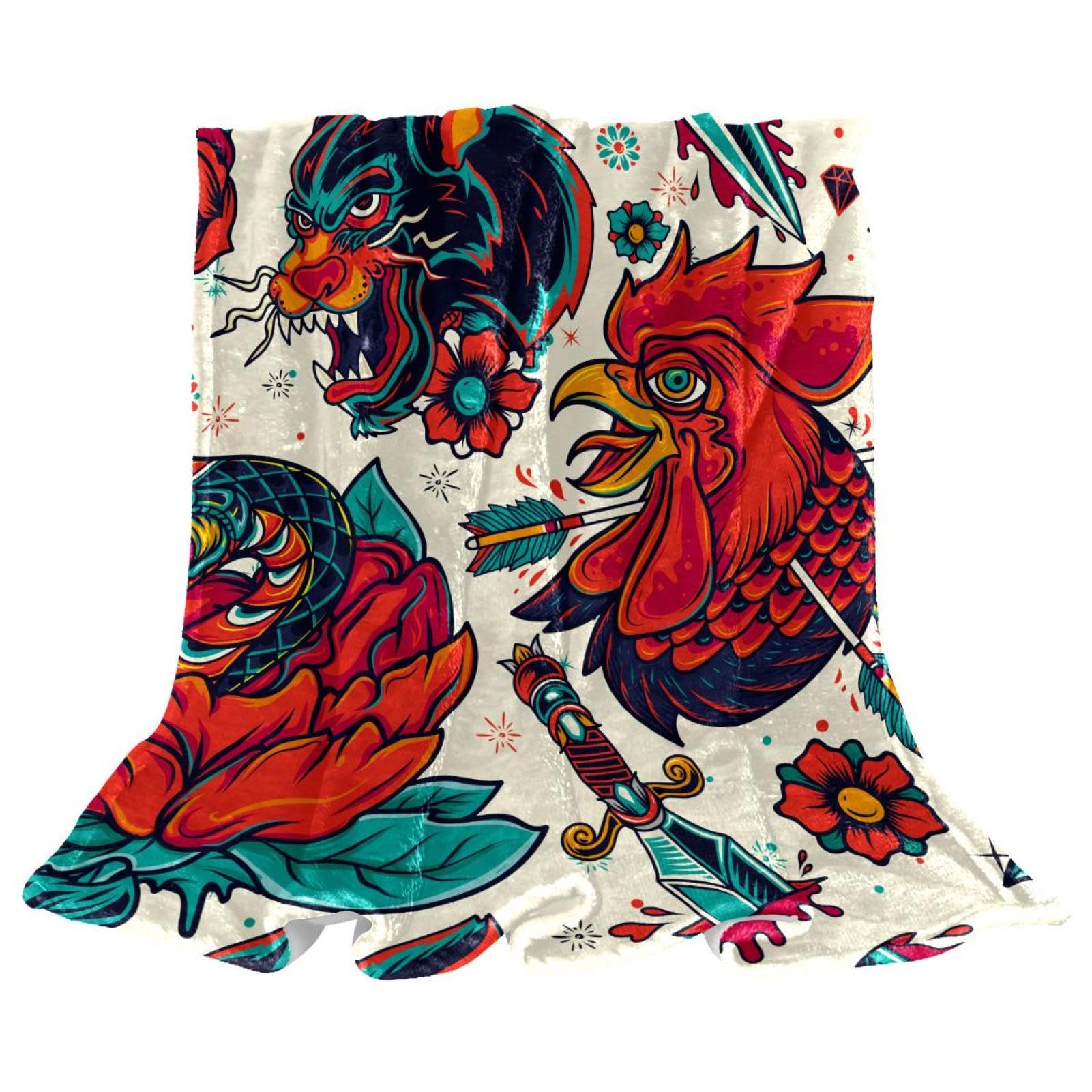 Couverture polaire coq chinois en microfibre douce et finitions premium