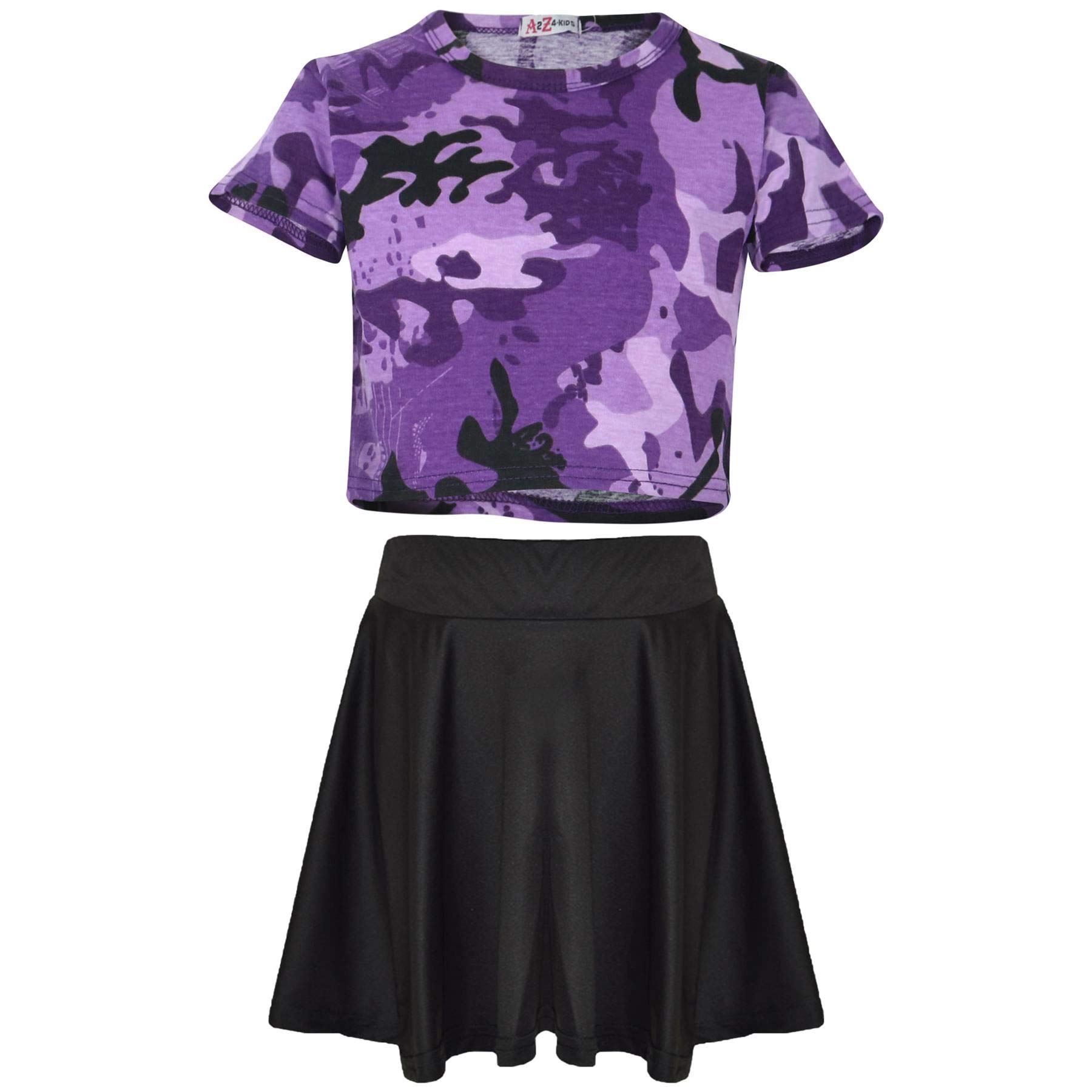 A2Z 4 Kids Girls - A2Z Camo Crop & Skirt Purple 13