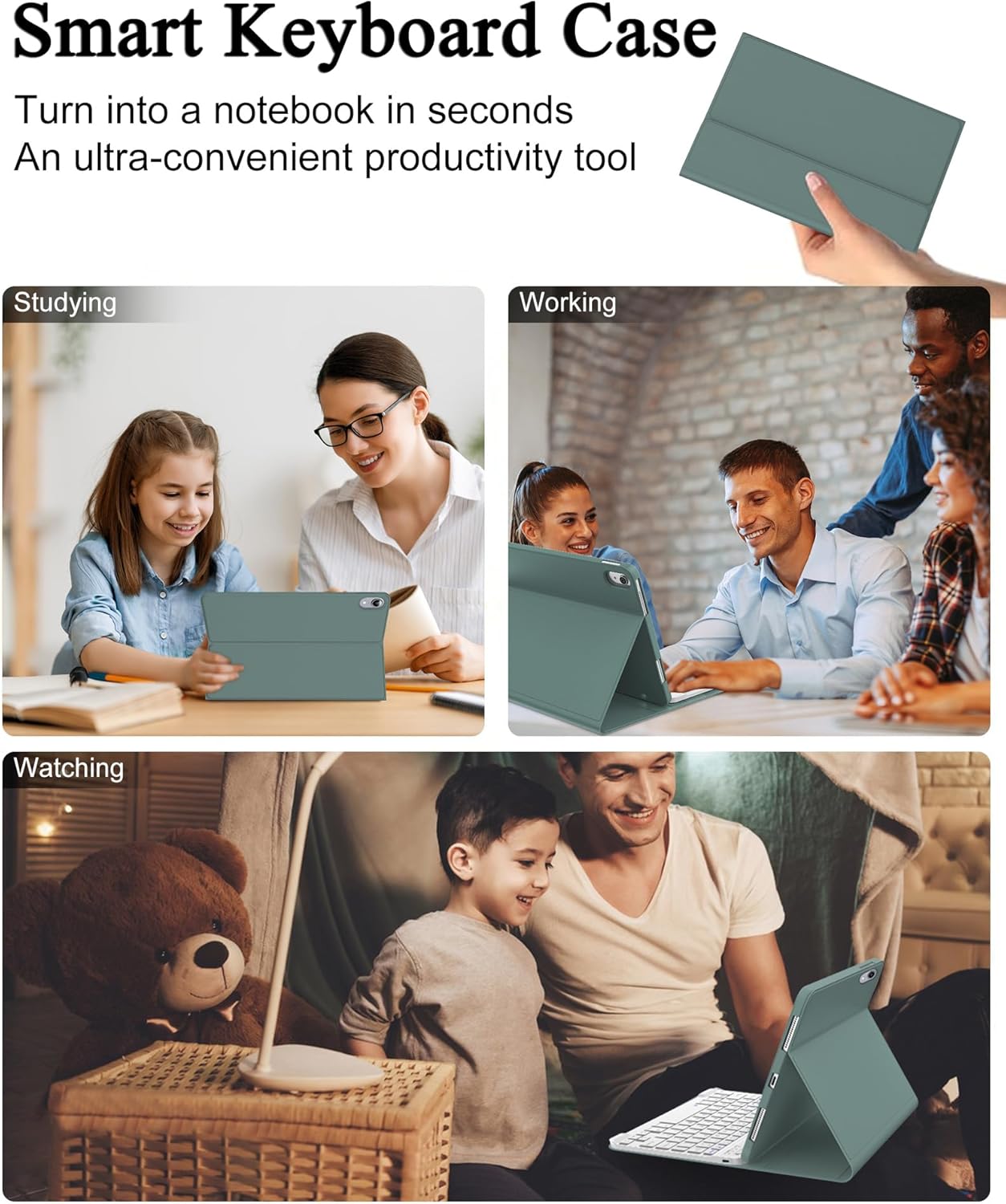 for iPad 11th/10th Generation Case with Keyboard A16 11-inch 2025, Rechargeable Detachable Wireless Bluetooth Keyboard for iPad 10th 10.9” 2022, Smart Folio Slim Cover with Pencil Holder Thin & Light