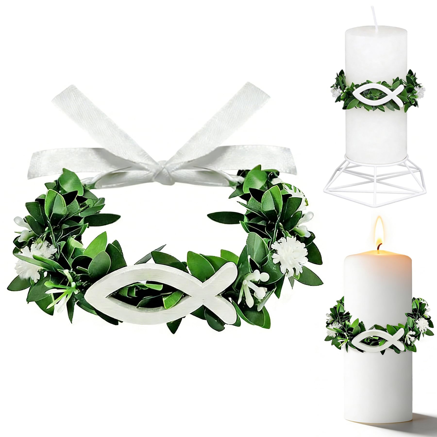 Tropfschutz Kommunionkerze,Kerzen Tropfschutz Kommunion,Taufkerzen Buchskranz Tropfenfänger,Tropfschutz Kerzenkranz,Kerzenrock Kommunions,Tropfschutz Taufkerzen für Kommunion Taufe Hochzeit