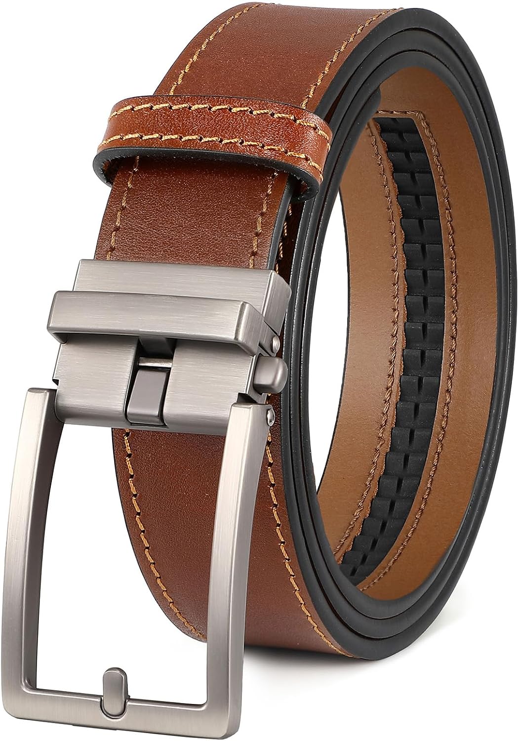 Mens Ratchet Belt, Full Grain Leather with 1 3/8" Dress Belts For Gifts