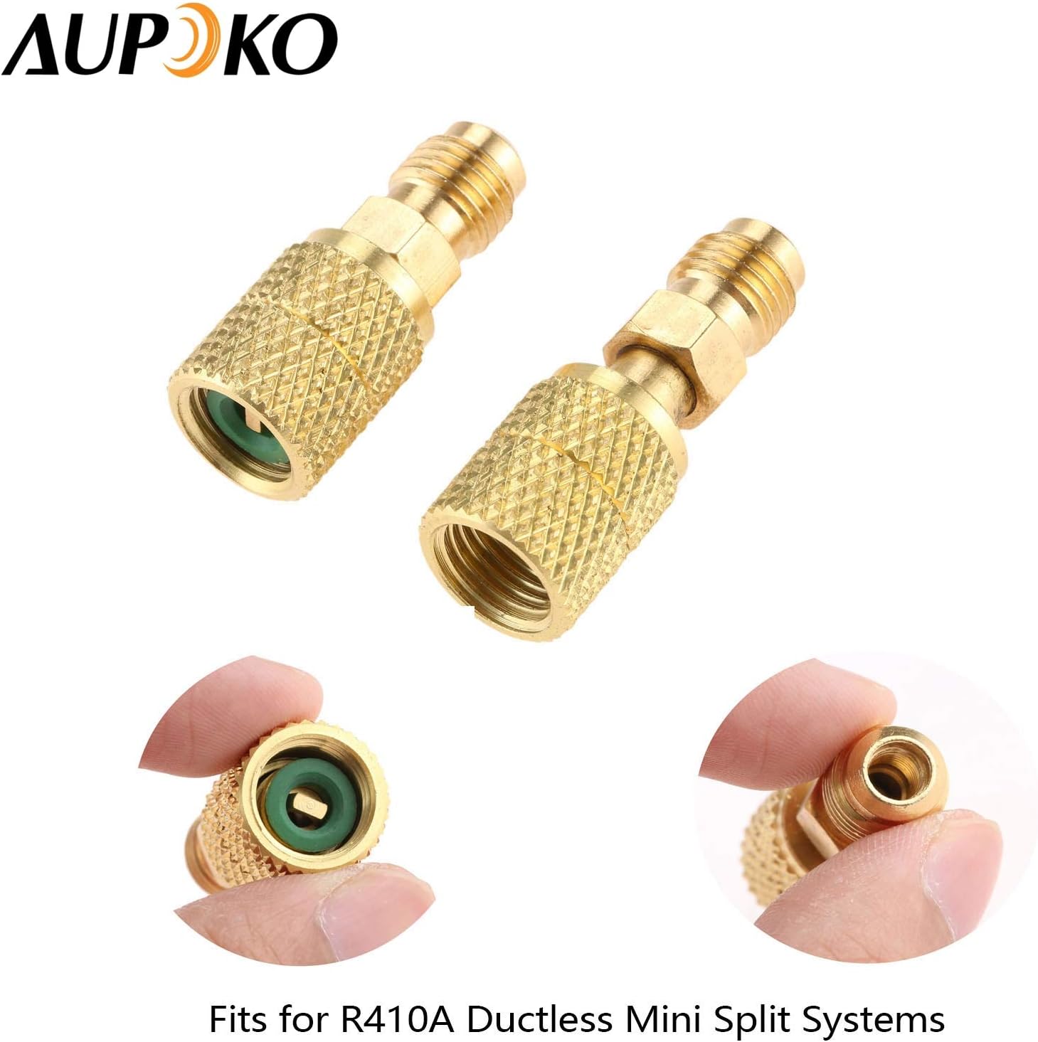Aupoko R410A Straight Swivel Adapter, R410A Mini Split Adapter with 5/16’’ SAE Female x 1/4’’ SAE Male Quick Couplers Thread, Fits for HVAC Air Conditioner Mini Split System - 2 PC
