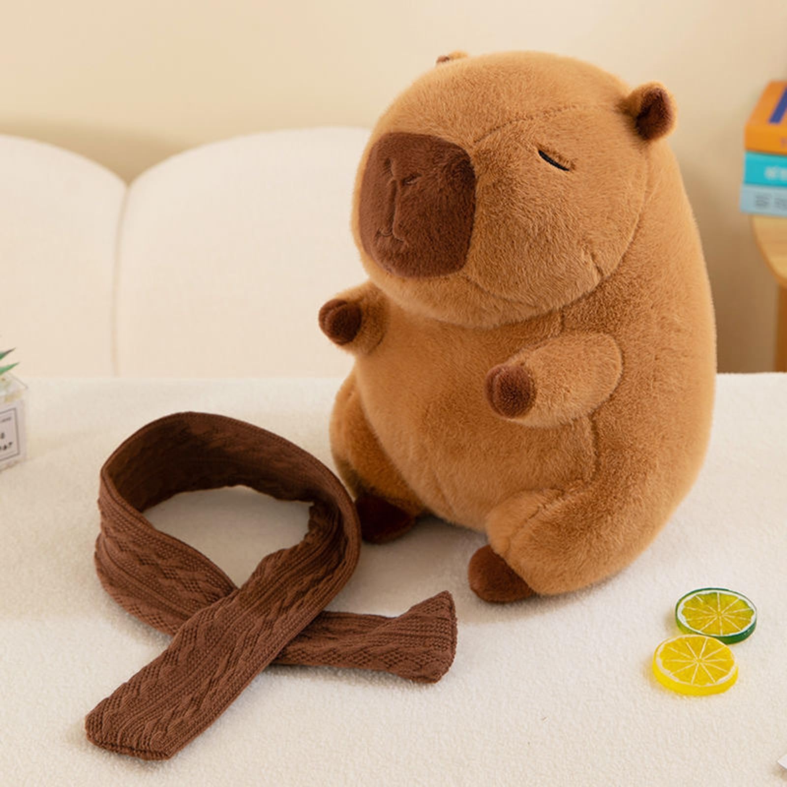 ALUNME Cute Capybara Plush Kawaii Soft Capybara Plush Doll Pillow with Bread Stuffed Aniamls Toys for Girls Kids Adults Birthdays Valentines Gift 12 inch (Scarf) - Image 4