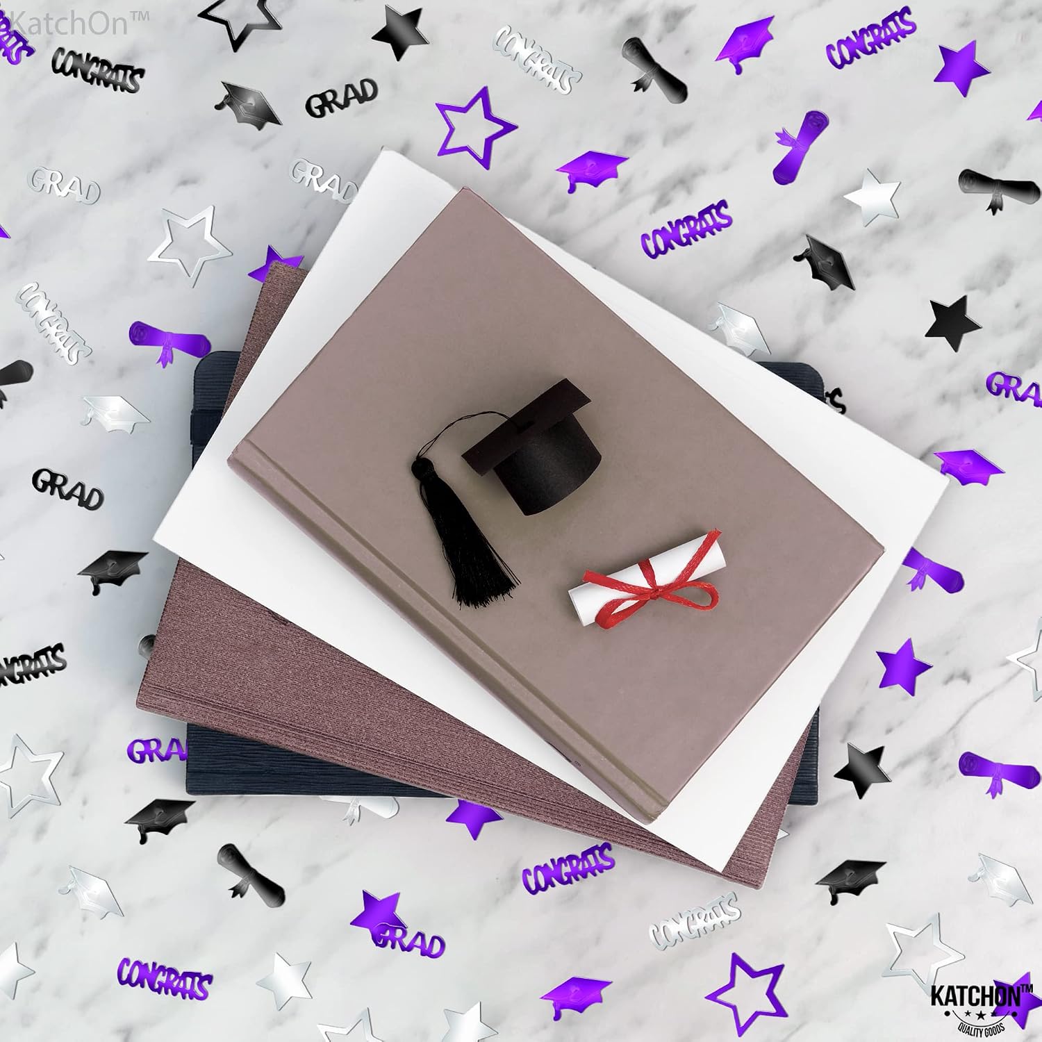 Graduation Decorations 2026 | Purple Congrats Grad Confetti 2026 - Pack of 1000 | Graduation Confetti 2026, 2026 Graduation Table Decorations, 2026 Confetti Graduation, KatchOn