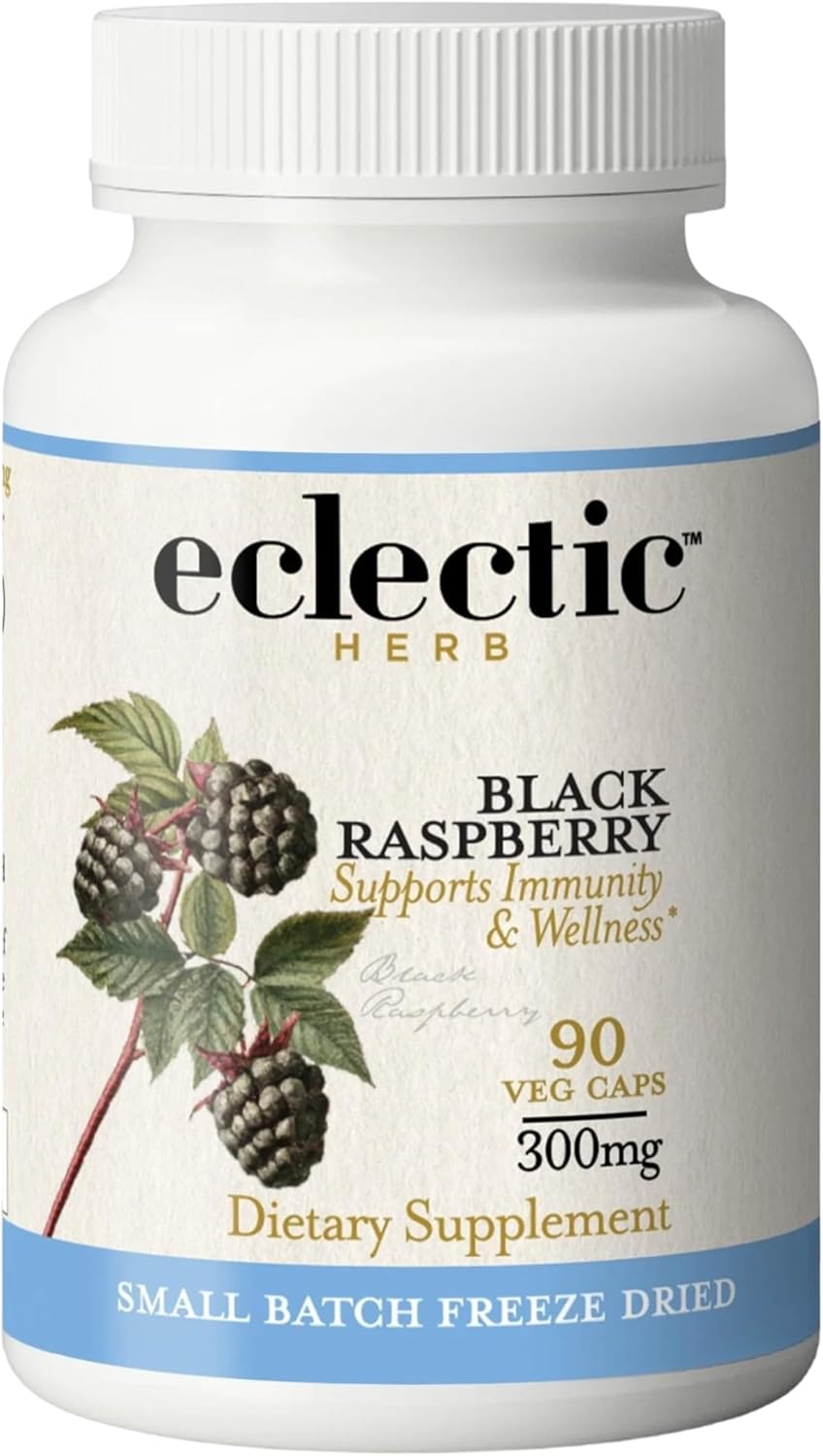 Eclectic Herb - Black Raspberry Capsules | Vegan Superfood Supplement | Nutrition, Vitamins + Minerals | Antioxidant + Immune Support | US-Grown, Natural, Non-GMO, Gluten Free (90 CT | 300 mg)