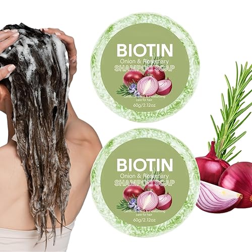 Miniatura 5 de 2 barras de champú de biotina de cebolla y romero para el crecimiento del cabello, barra de champú de biotina de cebolla para pérdida de cabello y