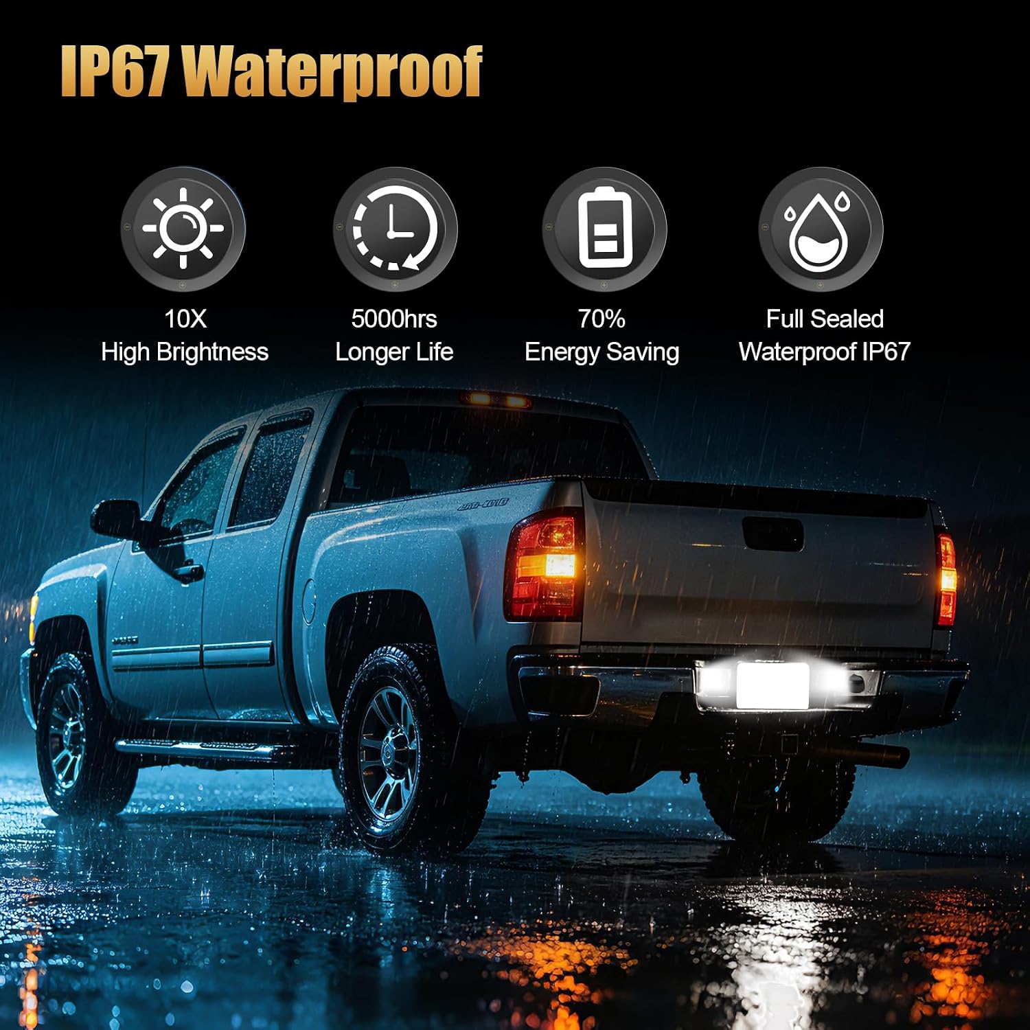 D-Lumina LED License Plate Lights Tag Lamp Housing w/Harness for Chevy Classic Silverado GMC Classic Sierra 1999-2007, Chevy Avalanche 2002-2006, Powered by T10 LED Bulbs 6000K White LED Tag Light