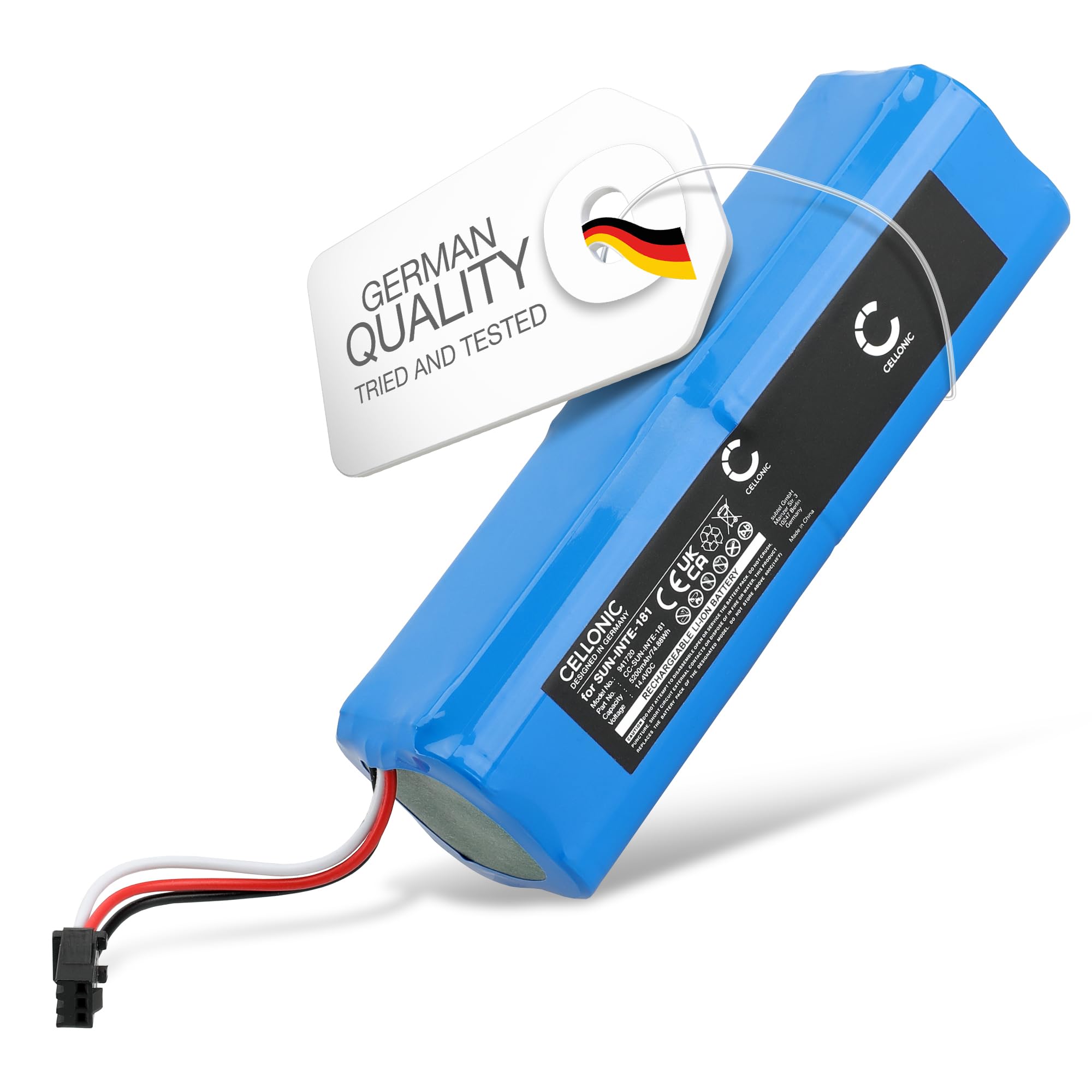CELLONIC, Battery for Vacuum cleaner compatible with Roidmi Eve Plus, H18650CH-4S2P, 4INR19/66-2 (14.4V, 5200mAh)