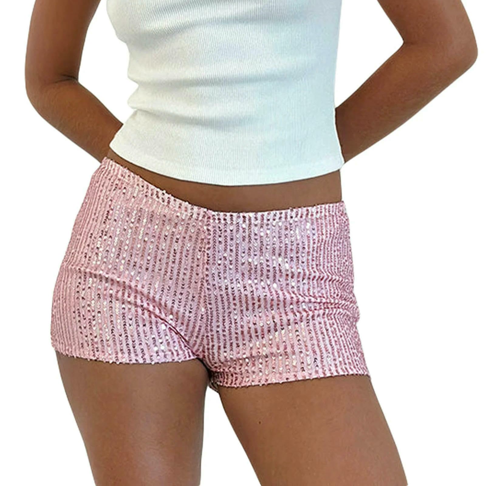 Short femme à paillettes avec taille basse élastique confort CHENSHI