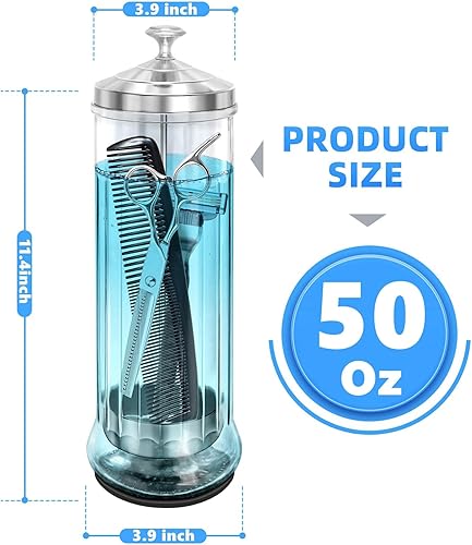 Miniatura 2 de Barber - Tarro desinfectante de 50 onzas, tarro de peluquero, tarro de vidrio desinfectante desinfectante, tarro de desinfectante de barbero, con