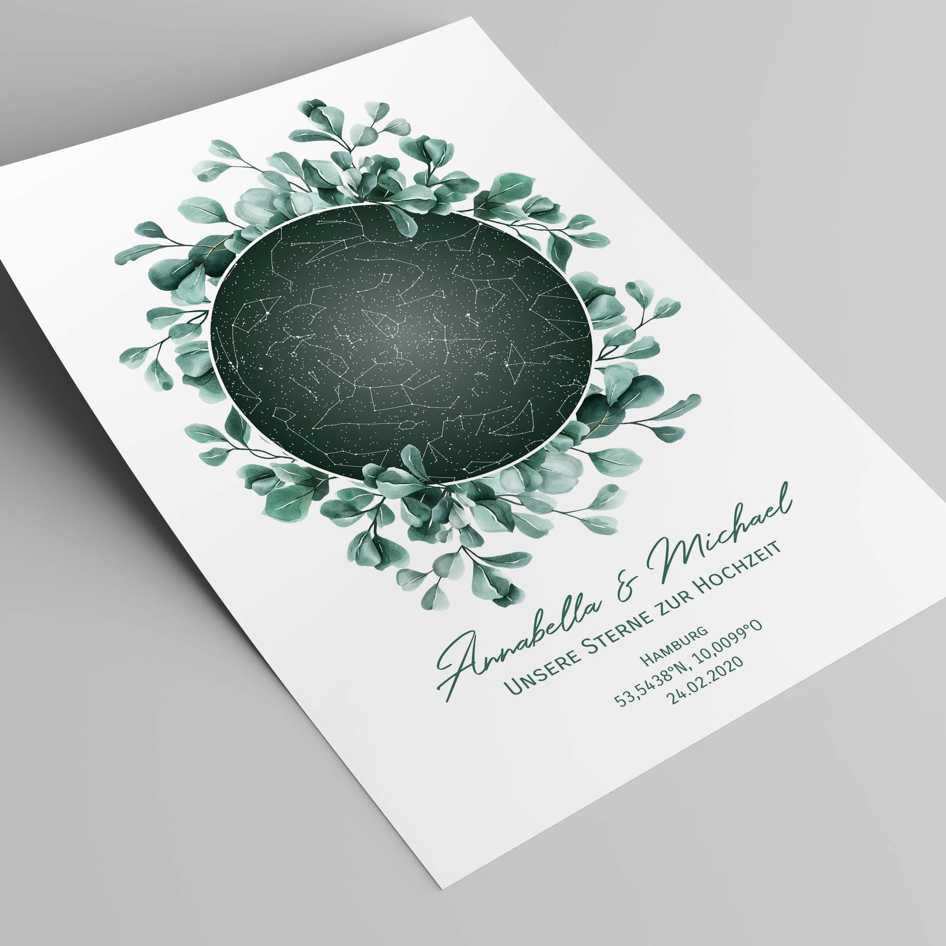 WUNDERLAND EDITION Personalisierte Sternenkarte als Poster - Der astronomisch korrekte Sternenhimmel von Ihrem Wunschdatum mit Wunschtext, 50 x 70 cm - Das personalisierte Geschenk