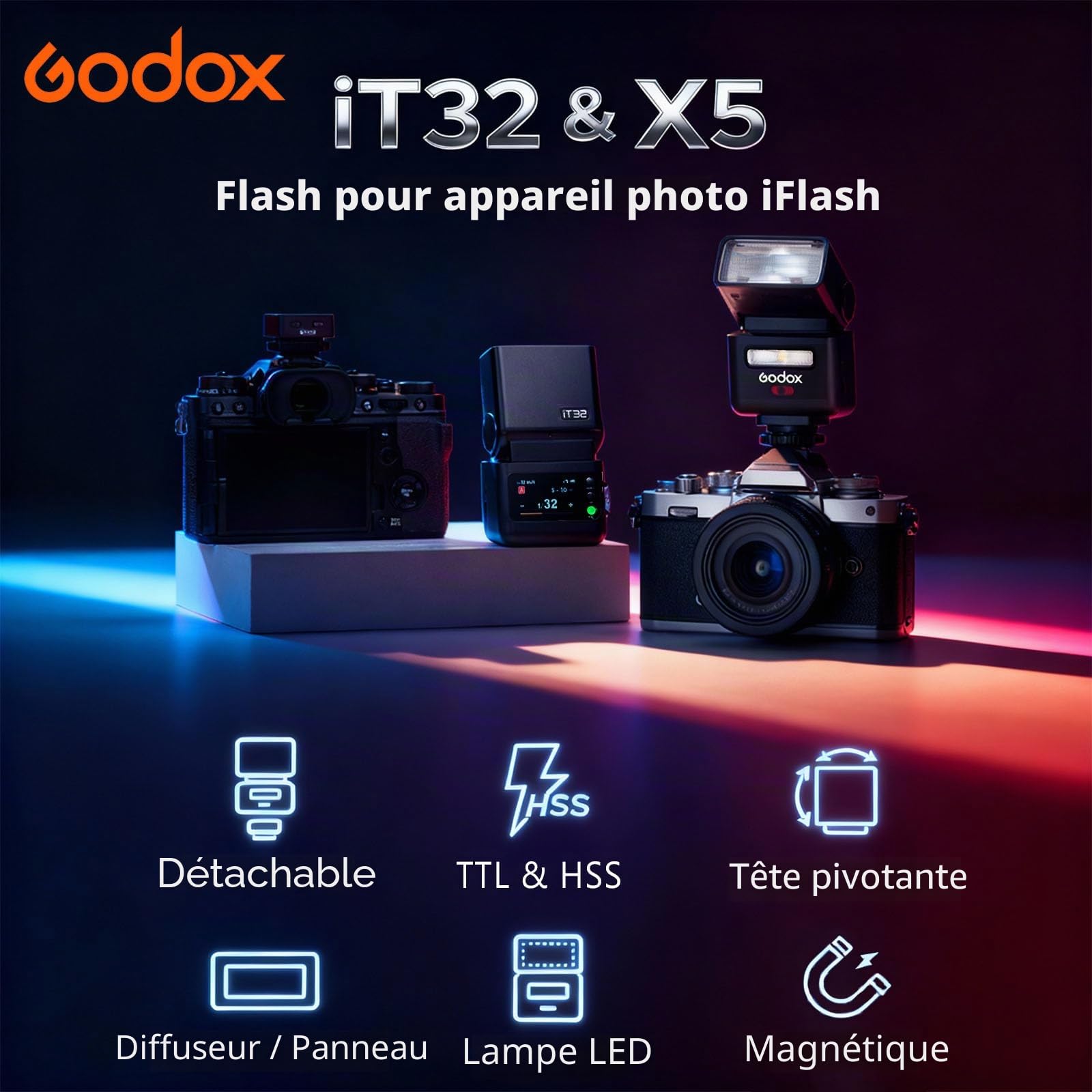 Godox iT32 Flash Appareil Photo TTL Mini avec Déclencheur X5-N pour Nikon, Flash TTL sans Fil 2.4G HSS 1/8000s, Compatible avec Nikon Z5II Z6III Z8 Z50II Z30 D850 Z5 Z50 Zfc Z6II Z9 Z7 D5600 D750