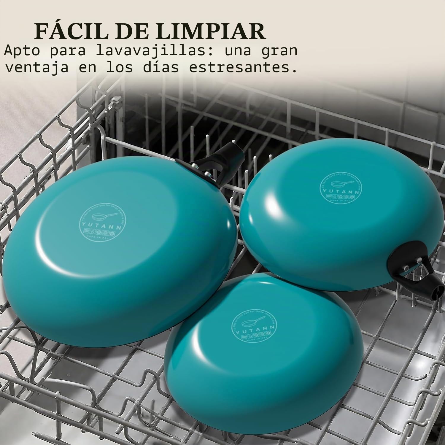 YUTANN Juego de Sartenes de Hierro Fundido Pre-sazonadas, Set de 3 Piezas, Apta para Inducción, Gas y Horno, Antiadherente Natural, Cocina Profesional