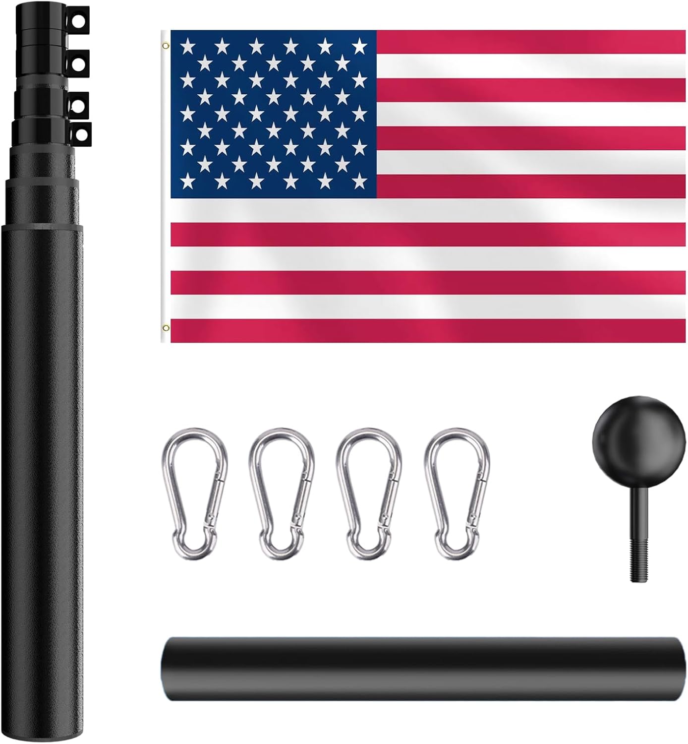 Heavy Duty Telescoping Flag Pole Kit, 20 FT 12 Gauge Extra Thick Aluminum Flagpoles for Outside House in Ground, 3x5 Embroidered American Flag for Residential or Commercial Use - Image 8