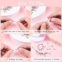 Vista 4 de UFU Kit de fabricación de pulseras con dijes, 120 piezas, kit de fabricación de joyas para manualidades, regalo para niñas de 5, 6, 7, 8-12, un