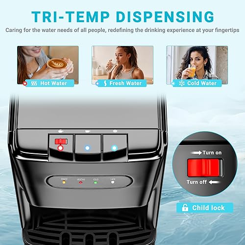 Miniatura 3 de Manastin Dispensador de enfriador de agua de carga inferior, 3 ajustes de temperatura, caliente, frío y habitación, indicador de botella vacía