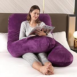 Amagoing 55 inches Pregnancy Pillows for Sleeping, U Shaped Maternity Full Body Pillow for Pregnant Women with Hip, Leg, Back, Belly Support, Washable Velvet Cover Included (Dark Purple)
