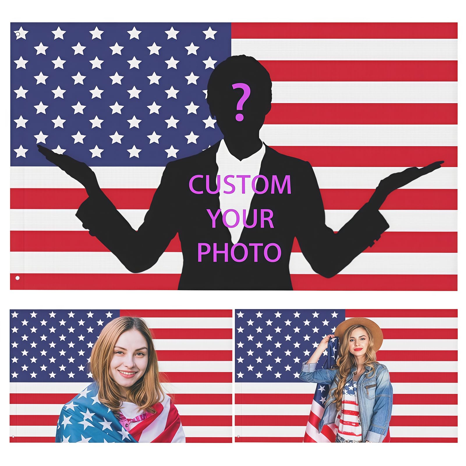 Custom American Flag 3 x 5FT | Personalized American Flag Banner | Different Size & Background Available-Funny Design for Bedrooms,Clubs,Concerts,Bars,Wall Decor (Red Flag)