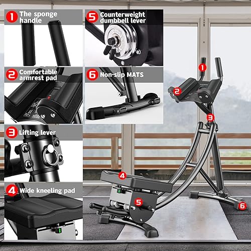 Miniatura 6 de CETOOM Ab Machine - Entrenadores abdominales de núcleo AB Máquina de entrenamiento para gimnasio en casa Equipo de entrenamiento de fuerza plegable
