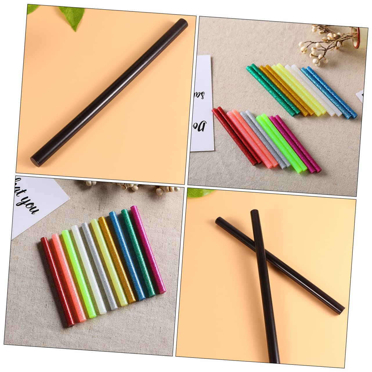 TEHAUX 100pcs Colorful Glitter Hot Melt Glue Sticks Shining Adhesive for Crafts Safe for Temperature Works Various Materials