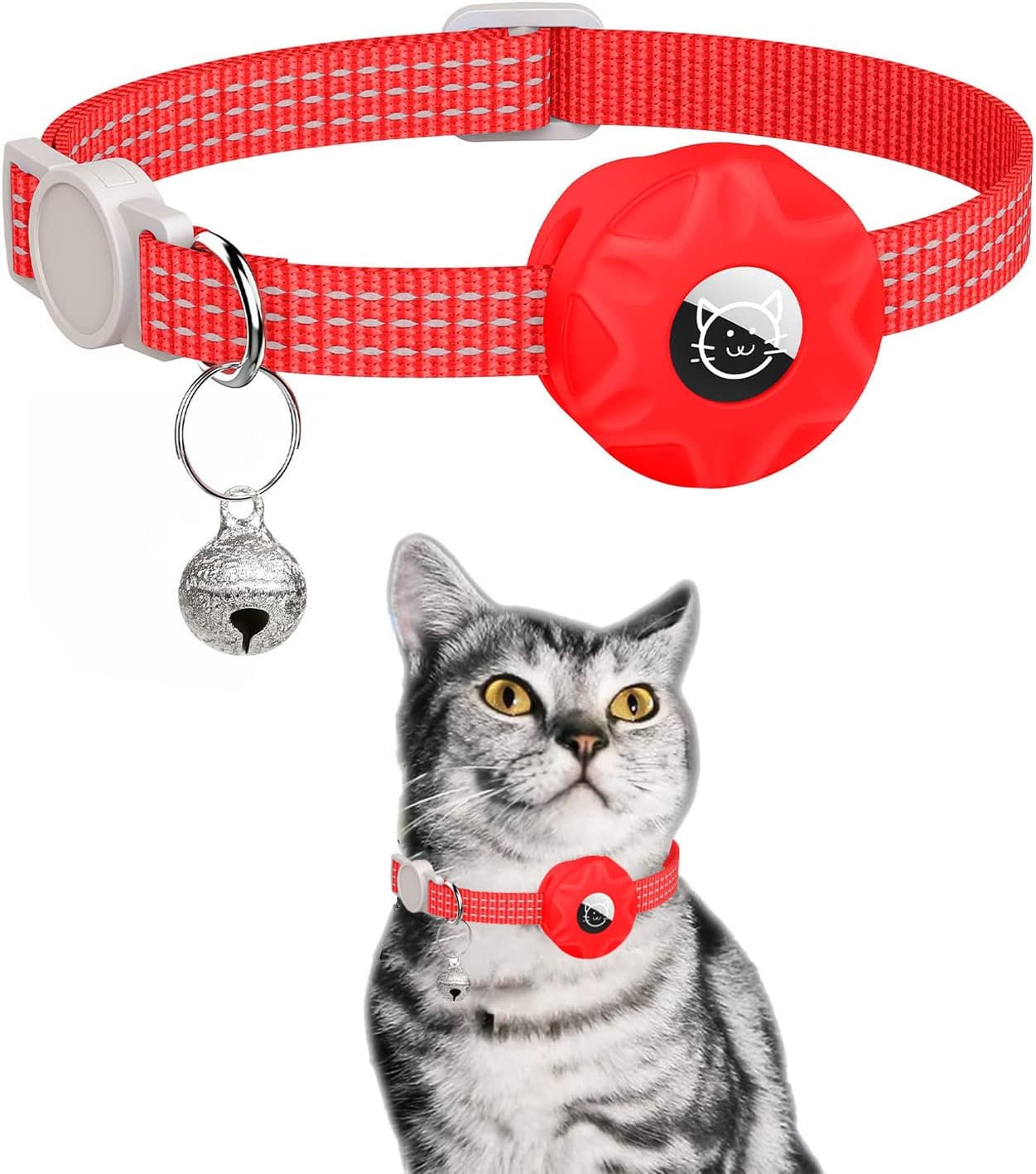 Cat Collar with Airtag Holder, BENIFILE Reflective Airtag Cat Collar