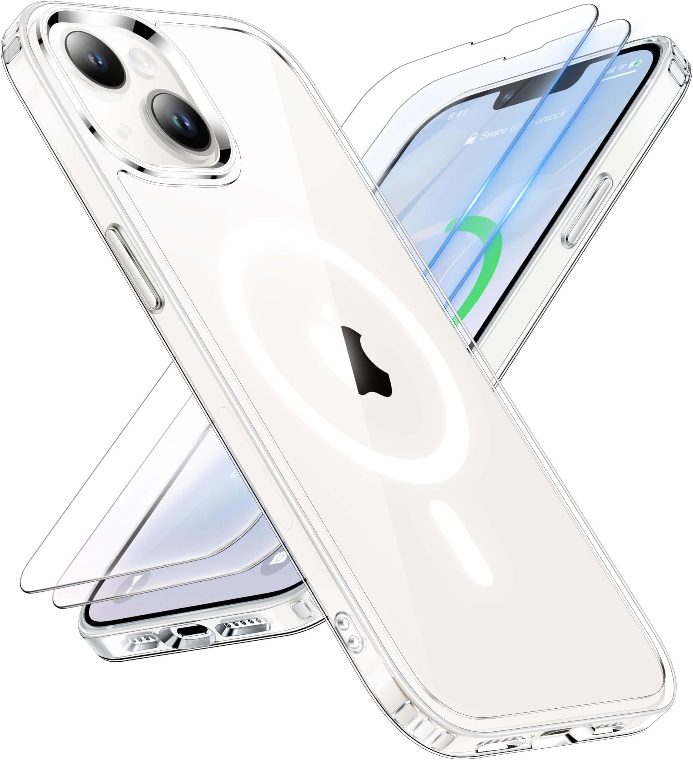 Coque IPhone 12/13/14 Avec Protection Verre Trempé Caméra - Matériau Céramique, Transparente, Neuve