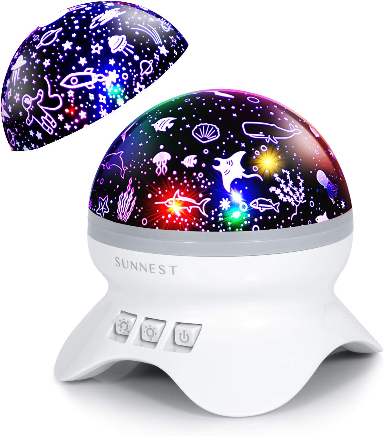 Night Light for Kids, 2 in 1 Baby Night Light - Space and Ocean Themes Projector 360 Degree Rotation Star Projector - 4 LED Bulbs 9 Light Color Changing, Gifts for Children Bedroom Birthday Party