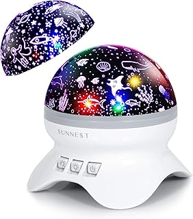 SUNNEST Baby Night Light Kids Projector, Starry Sky Lights Lamp 360 Degree Rotating Space and Ocean Themes with 8 Lighting...