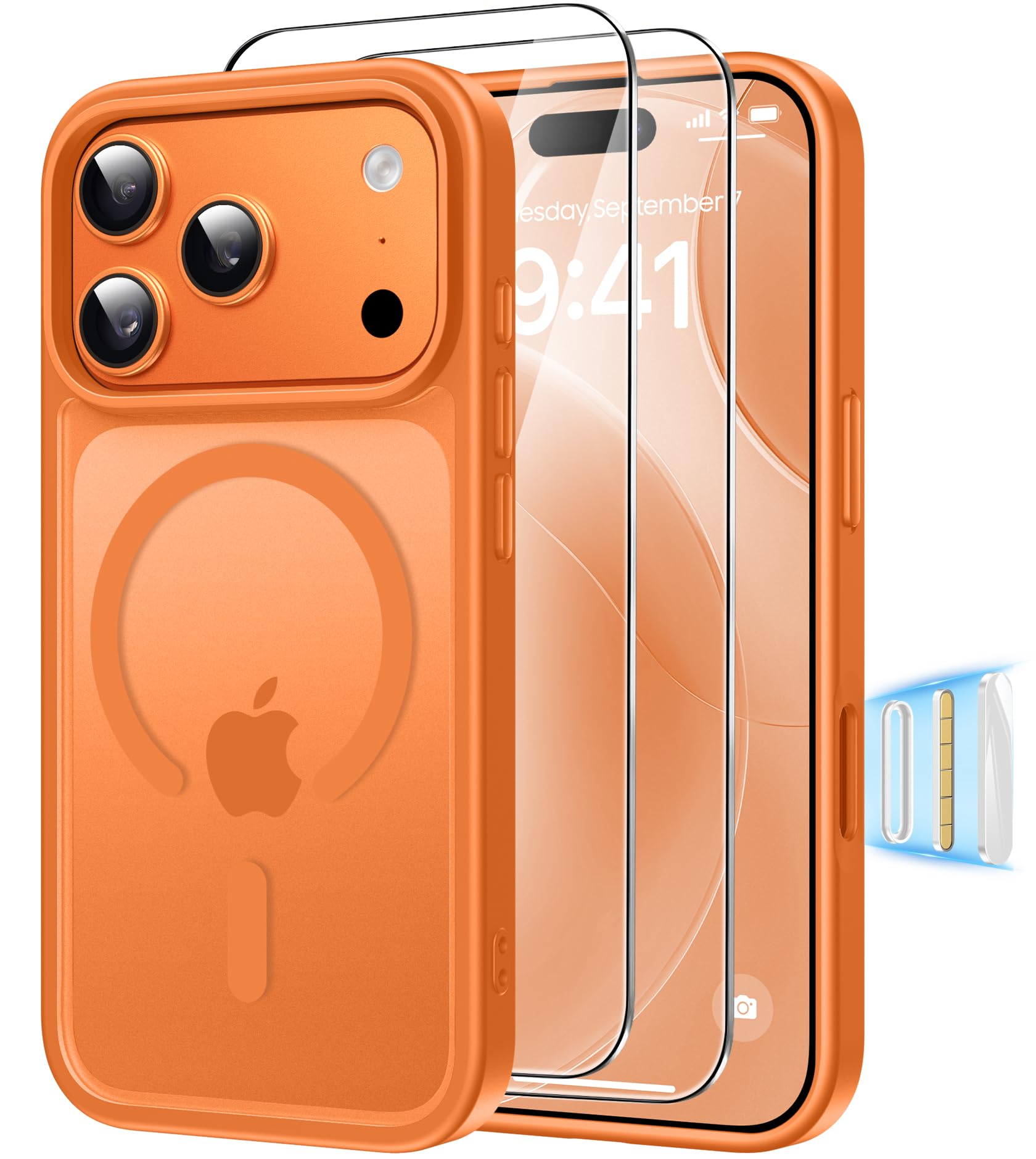 Magnética Funda para iPhone 17 Pro Compatible MagSafe con 2 Cristal Templado, Control de Cámara, Protección Carcasa Antigolpes Anti-Amarillo Tapa Case iPhone 17 Pro, Transparente — view 43