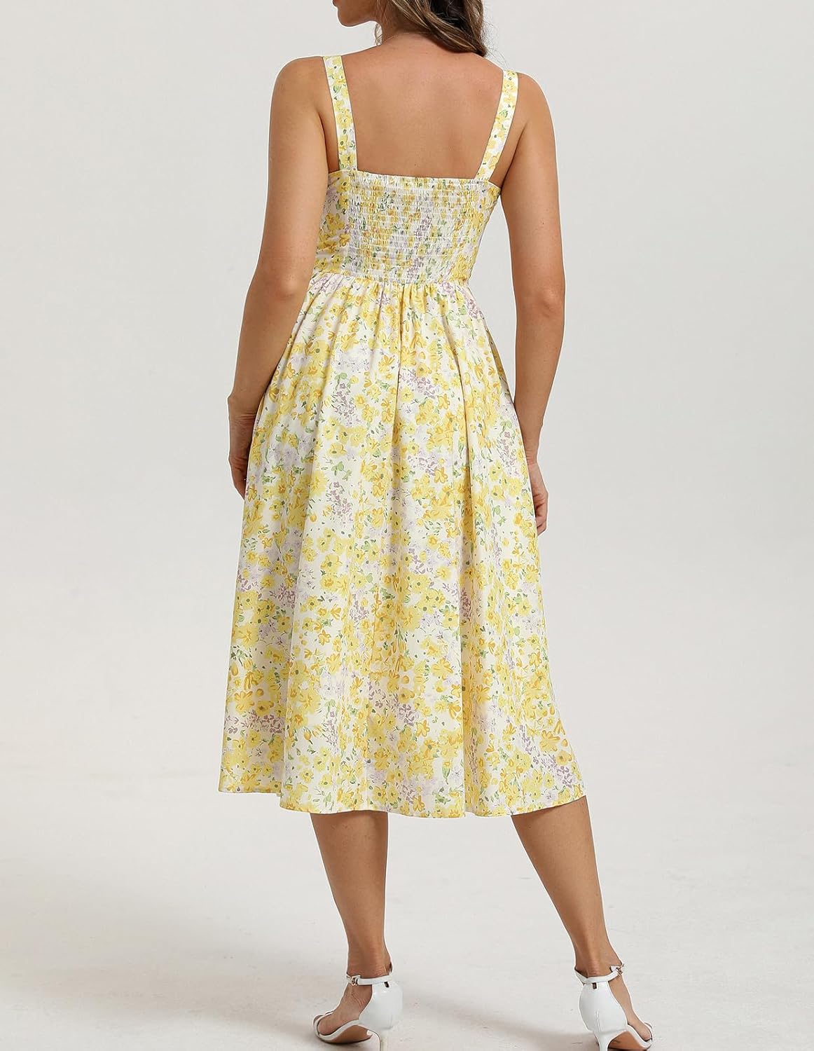 Belle Poque 2026 Summer Floral Dress for Women Sleeveless A-line Sundress Elegant Midi Flowy Beach Dress with Pockets - Image 2