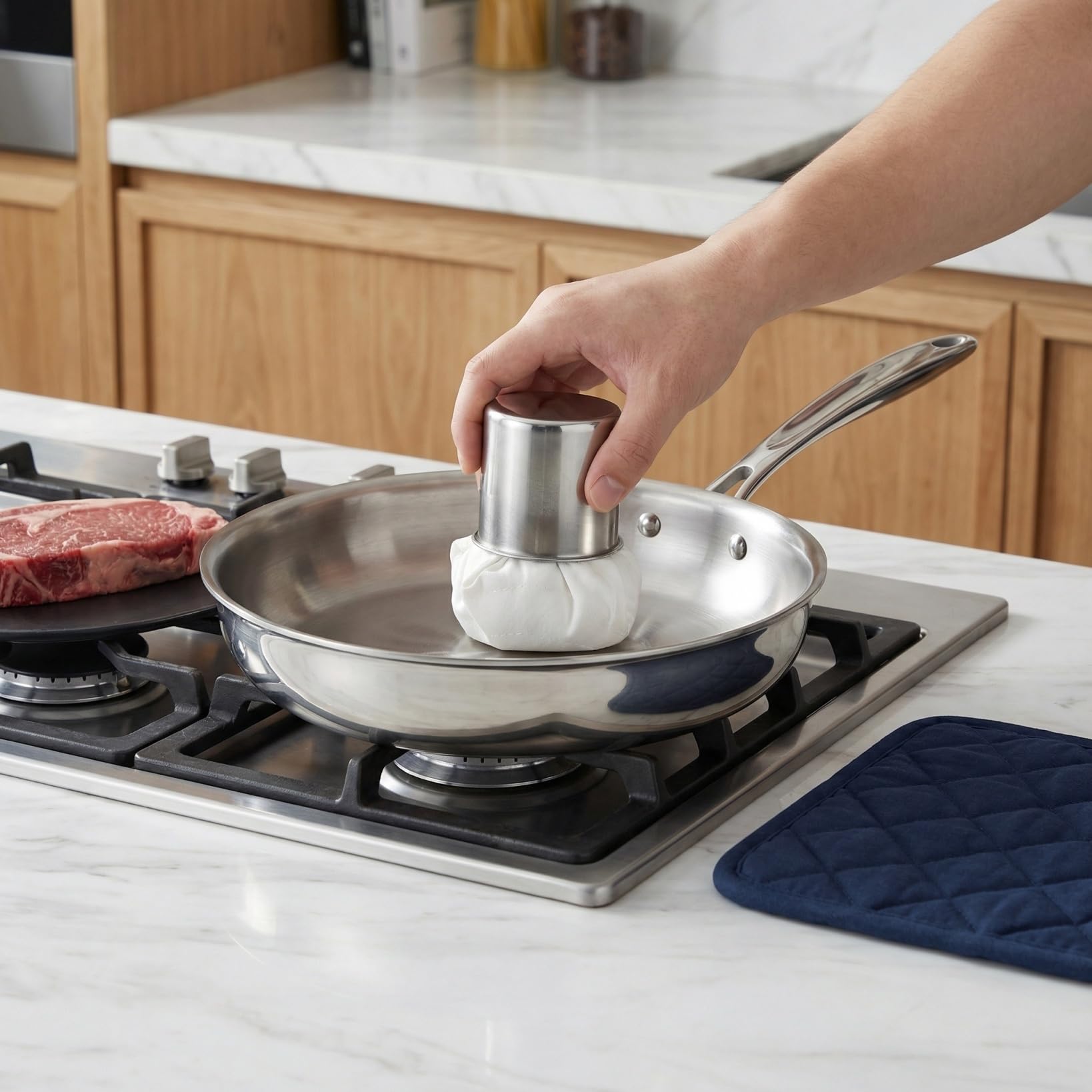 Housoutil Brosse à Graisse Crêpe, Brosse à Huile Inox Crêpe, Essuie-Glace Pour Crêpe, Vadrouille à Huile Pour Griller Les Stands De Cuisson Pour Graisser Les Crêpes