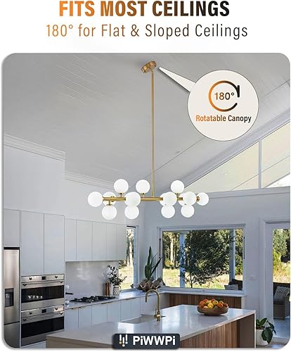 Miniatura 5 de GC-02 - Candelabro Sputnik con globo de cristal, lámpara moderna de mediados de siglo con 16 luces sobre mesa, candelabros lineales para comedor,