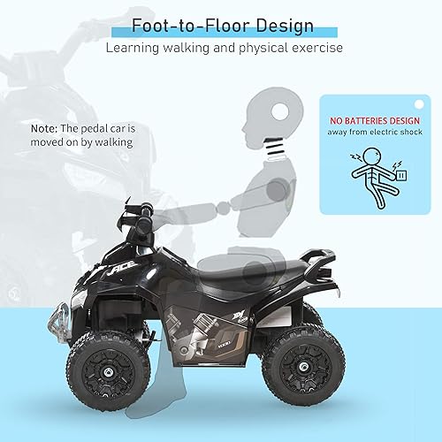 Miniatura 6 de Aosom Ride on Toy - Cuatrimoto infantil impulsada por los pies del niño motocicleta de juguete para niños y niñas pequeños de 18 a 36 meses Con