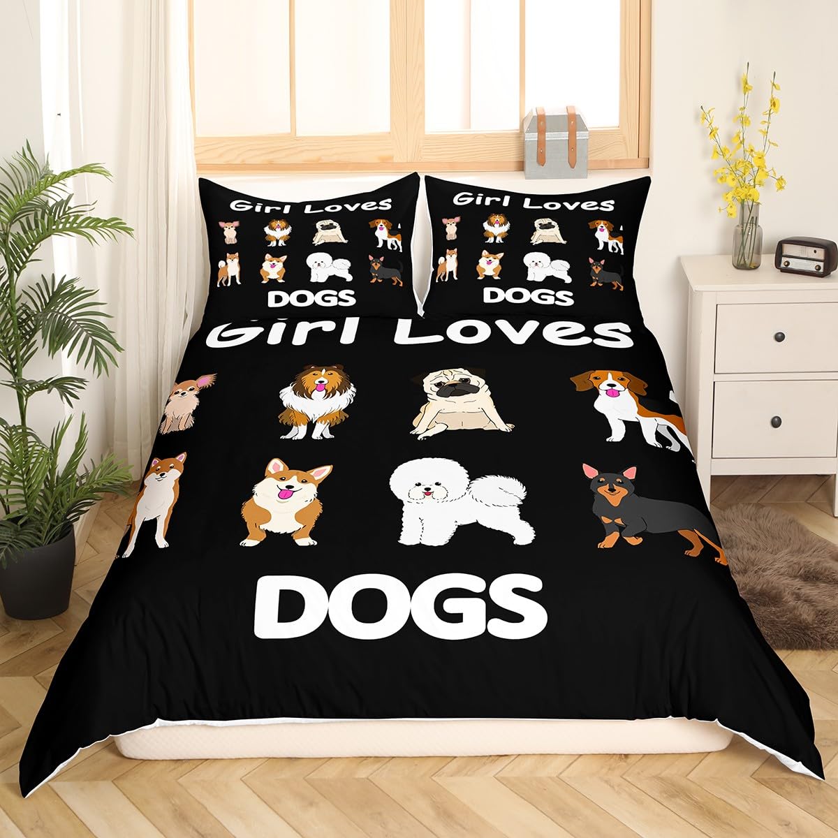 Homemissing Sausage Dog Duvet Cover Set, Puppy Comforter Cover With Animals Print