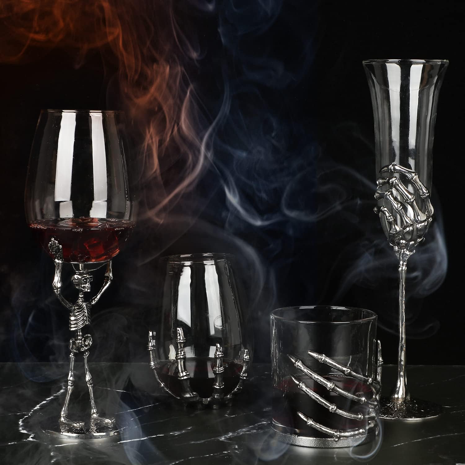 Halloween Skull Wine Glass, Skeleton Ghost Hand Wine Glass, Halloween Drinking Glasses, Skeleton Hand Goblet, Hotel Family Party Favors for Adults (C) - Image 7