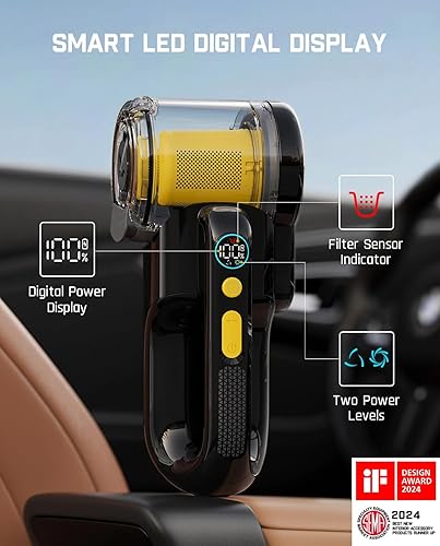 Miniatura 4 de Fanttik Fold V10 APEX Pivot - Aspiradora inalámbrica para automóvil, potencia de succión de mano de 17000 Pa, pantalla LED inteligente, portátil