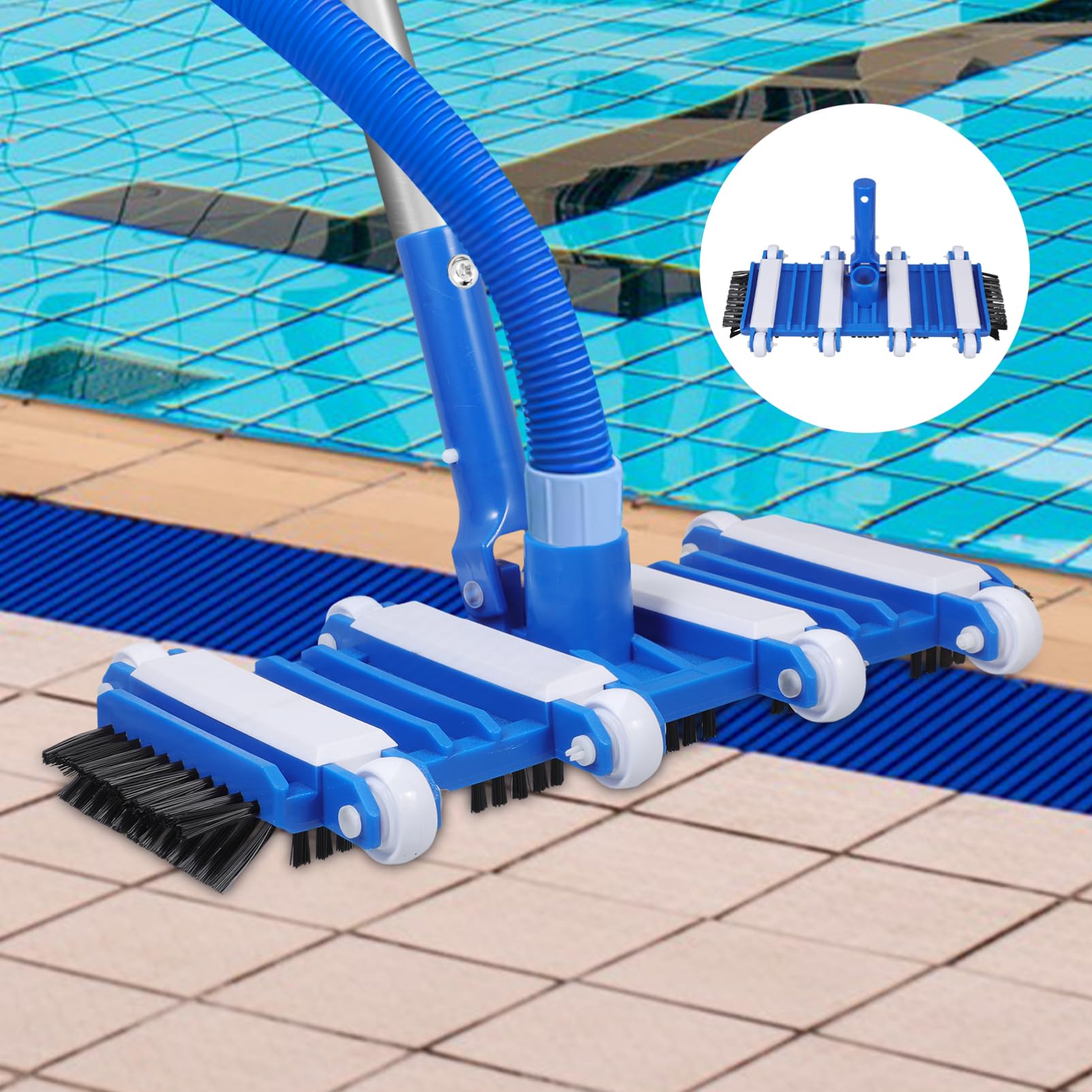 POPETPOP Testina per Aspirapolvere da Piscina con Spazzola Removibile Facile Installazione e Manutenzione per Pulizia Efficiente della Piscina