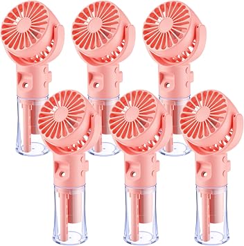 6 Pack Handheld Portable Misting Fan 4 Speeds Rechargeable Battery Operated Fan with Water Sprayer Mini Personal Cooling Fans for Outdoor Travel Makeup Home Office CampingPink