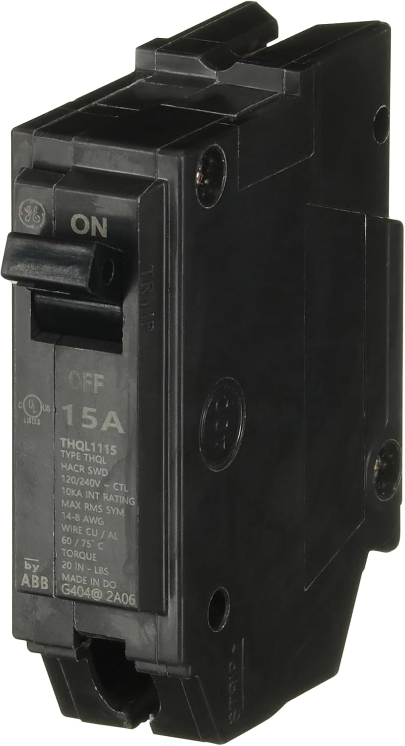 ABB THQL1115 15A Single-Pole Q-Line Plug-in Circuit Breaker - Thermal-Magnetic, 10kA 240V, UL Listed for Load Centers
