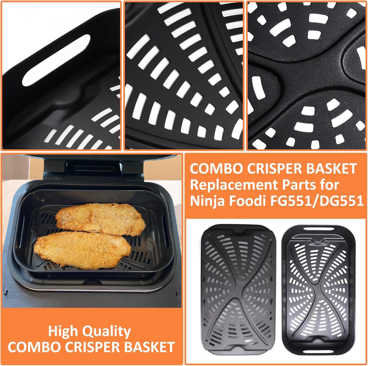 Grill Combo Crisper Basket per Ninja Foodi FG551/DG551 Smart XL Accessori per griglia interna, cestello antiaderente di ricambio per Ninja DG651, accessori per friggitrice ad aria con 100 fodere di