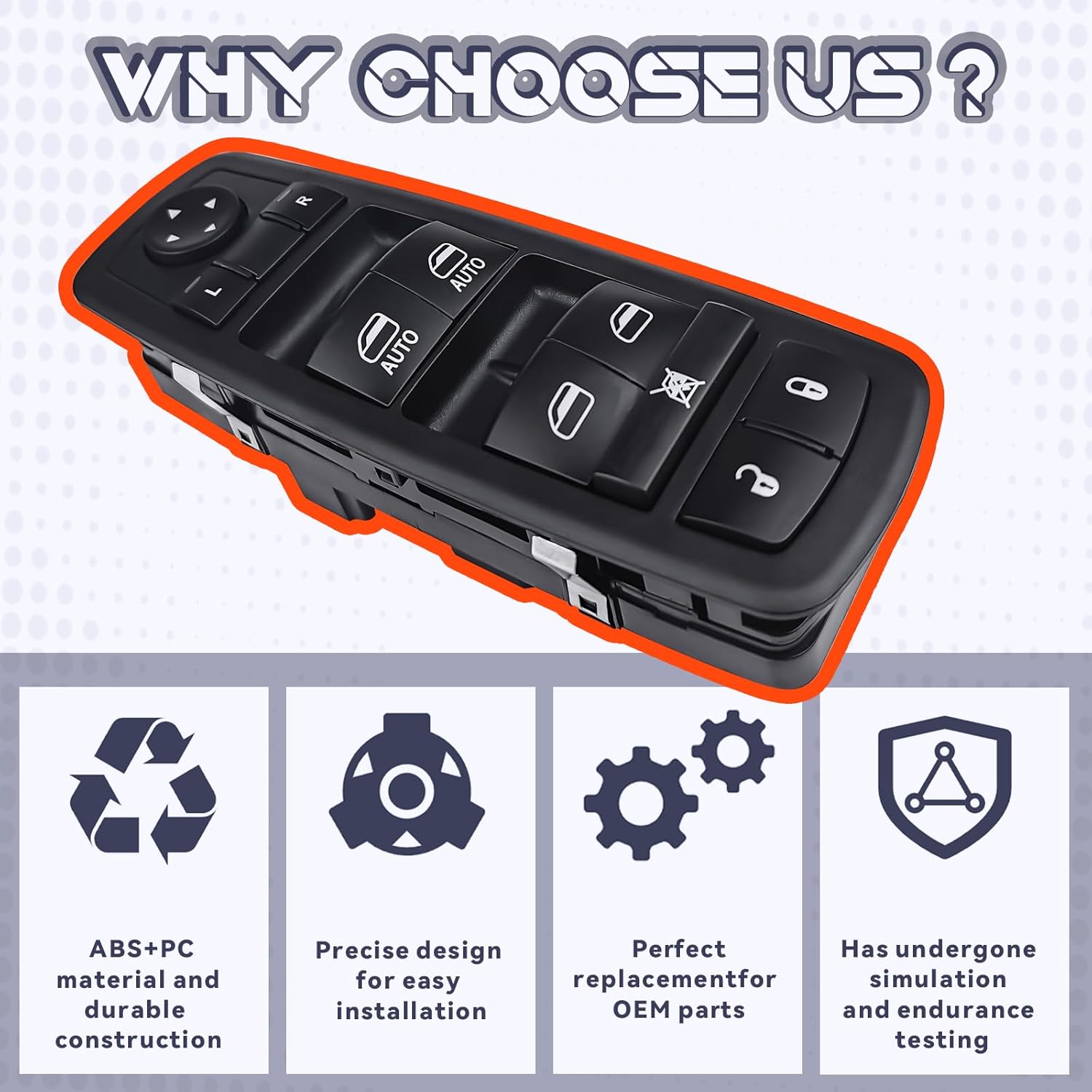 Master Power Window Switch Replacement for 2011 – 2014 Dodge Durango, Jeep Grand Cherokee #Replaces 68086693AC 68086693AD