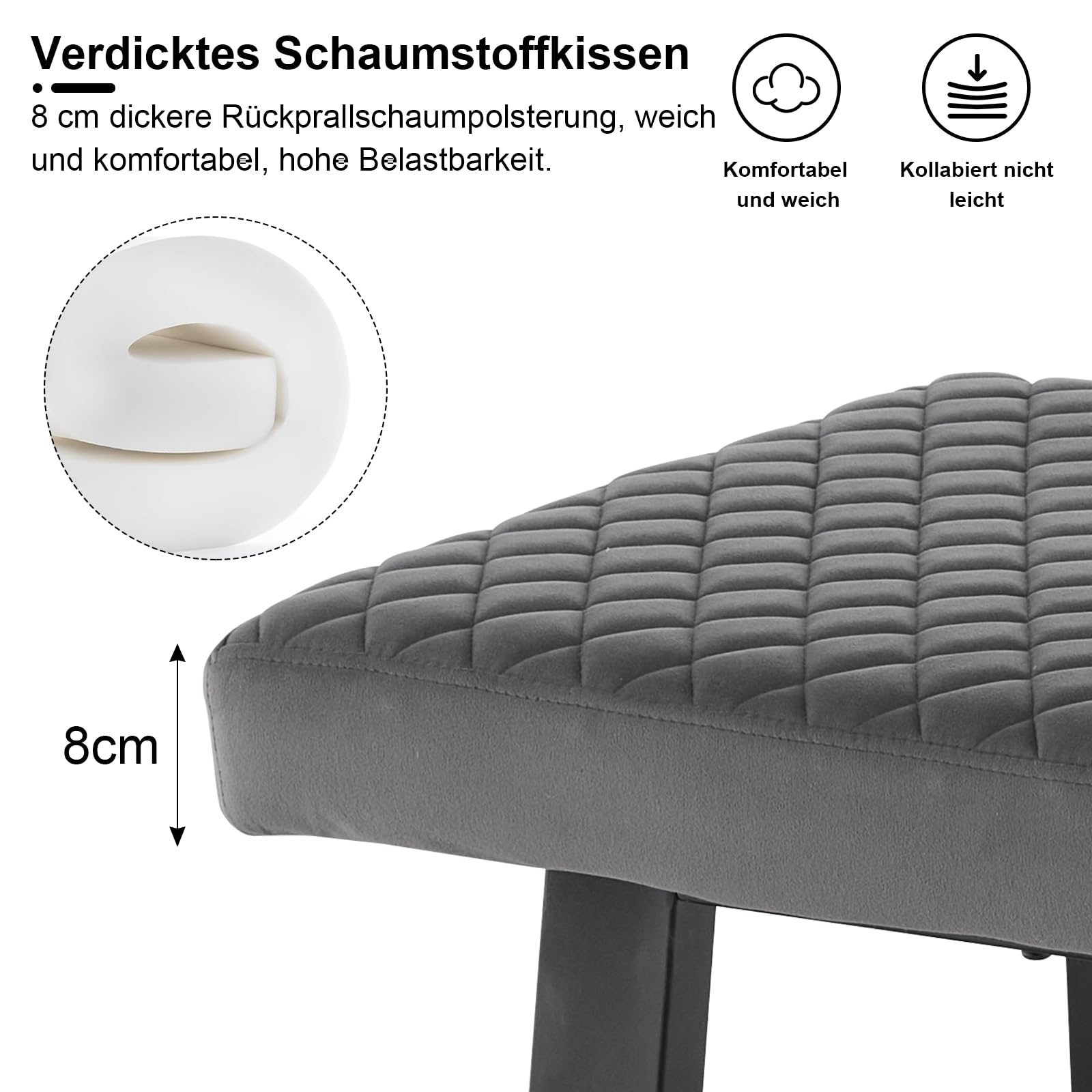 CLIPOP 100cm Samt Sitzbank, Polsterbank Metallbeine, Wohnzimmer, Schlafzimmer, Flur, Esszimmer (Grau)