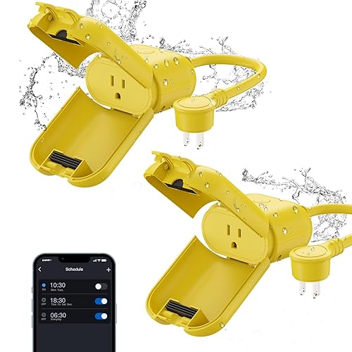 Miniatura 23 de ELEGRP PQR21 Enchufe Regulador Inteligente para Exteriores Resistente al Agua IP66, Enchufe WiFi Inteligente con 2 Enchufes Individuales, Compatible