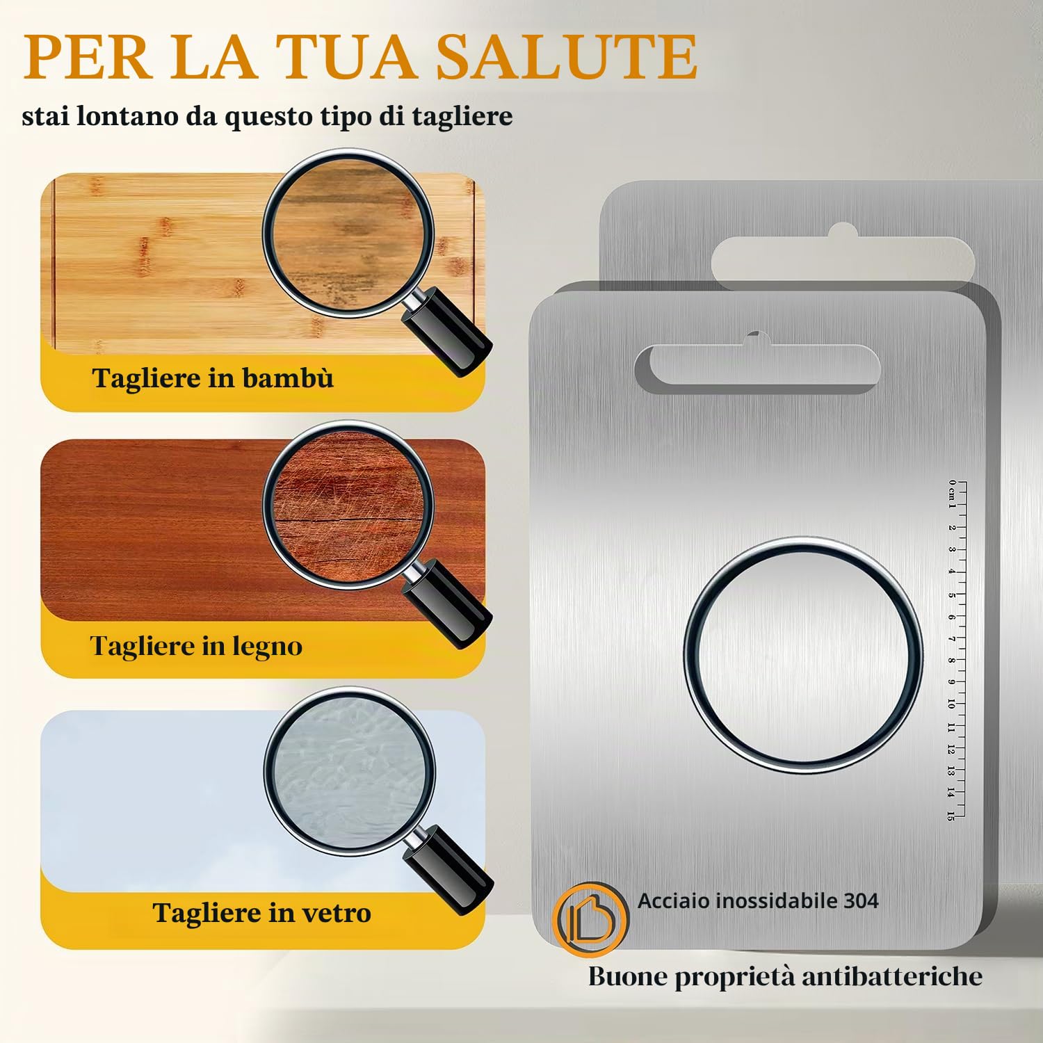 Tagliere in acciaio inossidabile 304, prodotti senza BPA, antibatterici e sostenibili, senza plastica, Tagliere da cucina con bilancia Igiene e Durata Tagliere, Tagliere in Acciaio Inox Alimentare