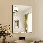 Mirrorons Miroir mural, 20" x 28" Miroir Vanity, Miroir de salle de bains rectangle, Miroirs pour la chambre à coucher de salle d'eau murale, Miroir sans cadre avec bord poli, Pendules horizontales & Vertical