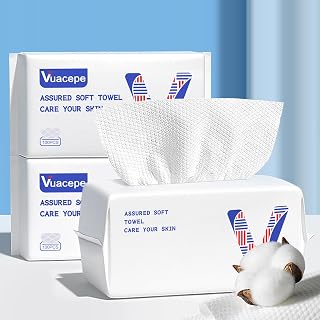 Face Towels Disposable Cotton Facial Towels, 300 Count Biodegradable Soft Dry Facial Tissue, Drying Tissue for Skin Care, Makeup Remover, Disposable Face Cloths for Washing