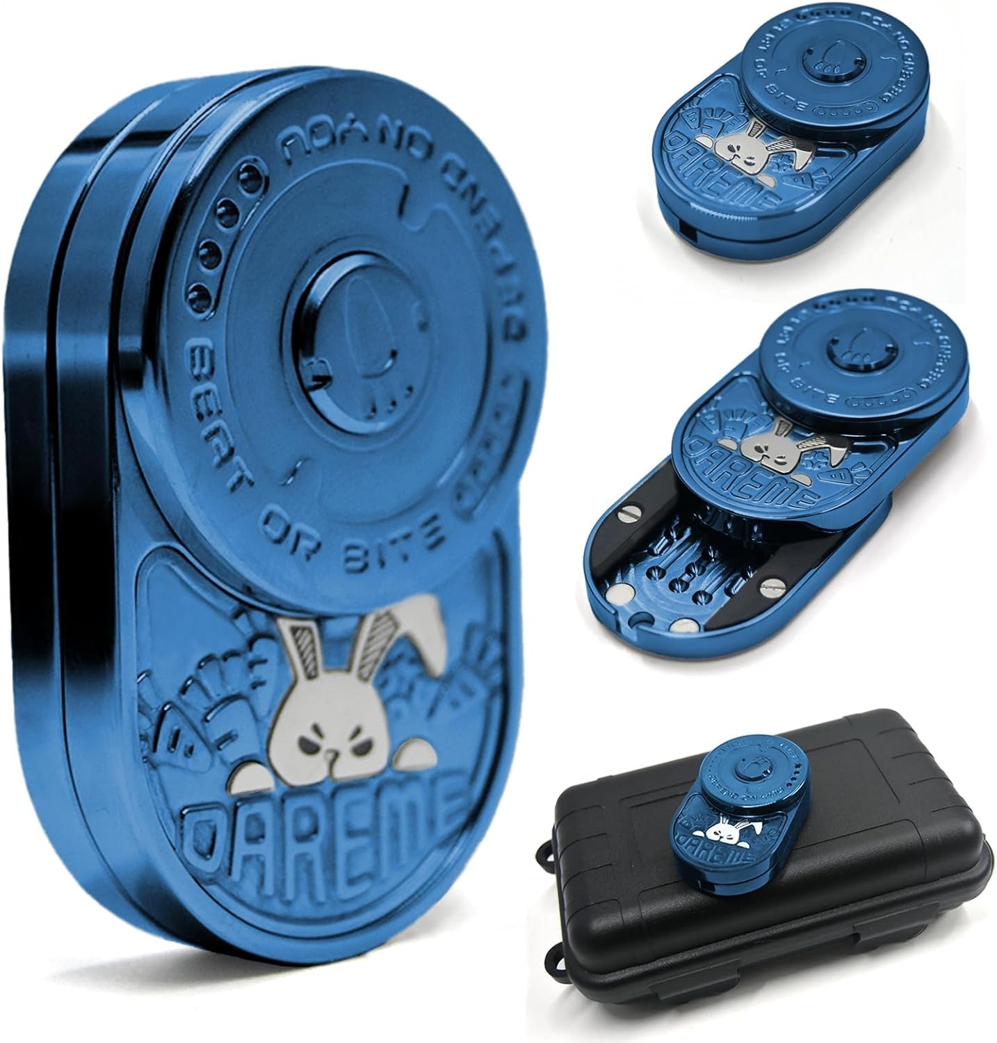 Fidget Toys Adults,EDC Premium Alloy Mechanical Fidget Toy, Rabbit Ding Ding Fidget Slider, Help Relieve Stress,Compact Portable Sensory Fidget Tool,Gifts for Adults (Mix Blue)