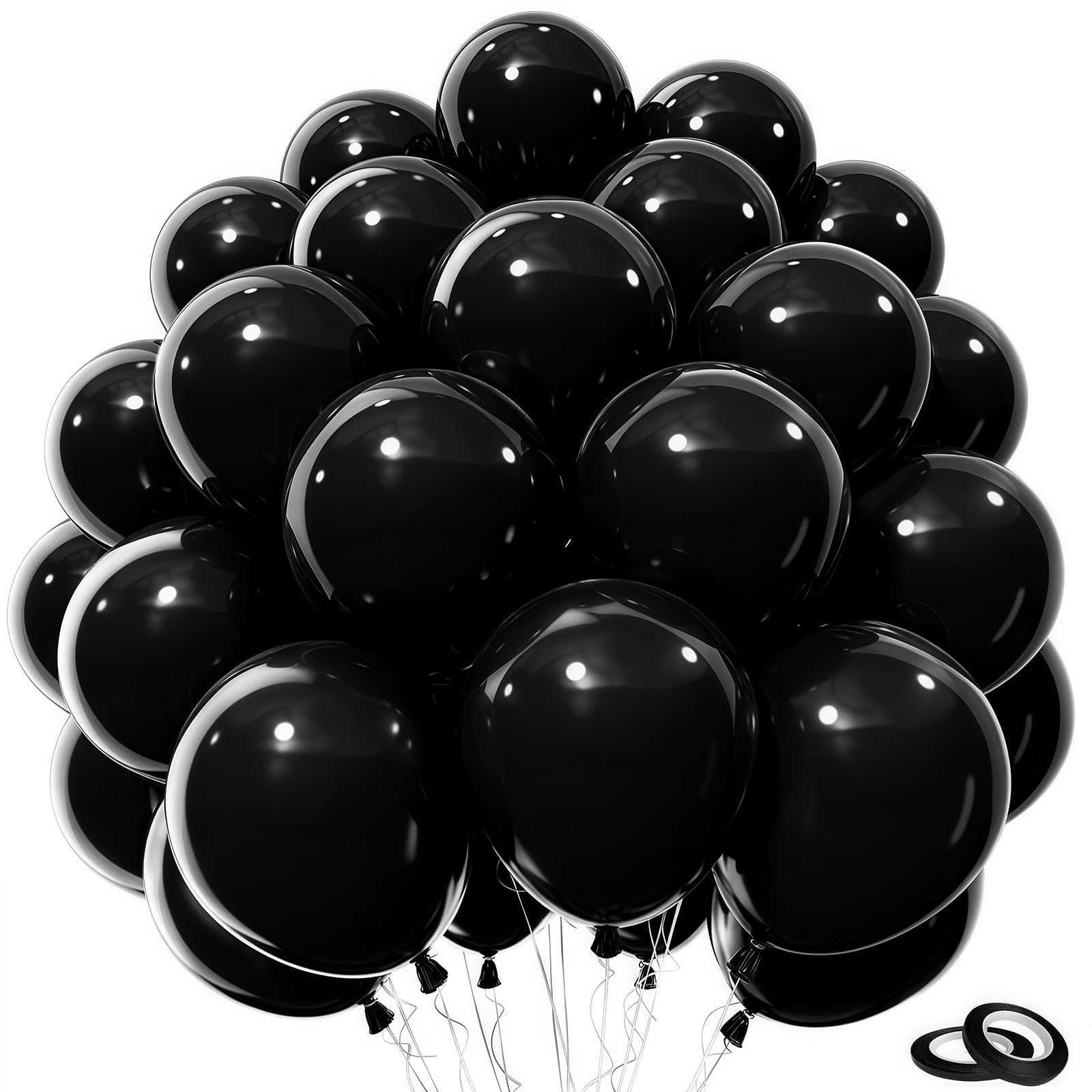 Black Balloons 100 Pack, YianHien 12 Inch Thick Latex Matte Black Party Balloons Set for Women Men Birthday Wedding Anniversary Retirement Graduation Celebration New Year Black Theme Party Decorations