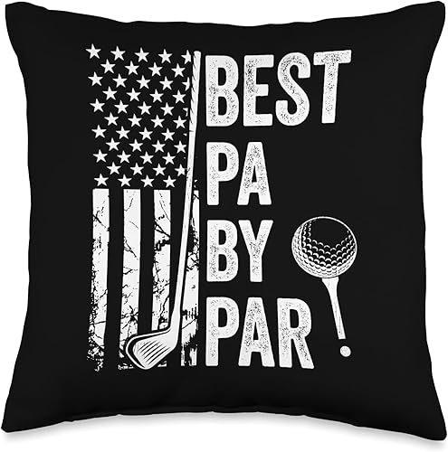 Miniatura 1 de Best Dad By Par Golfing Apparel by AlphaONE Best Pa by Par - Cojín para el Día del Padre, diseño de bandera de Estados Unidos, 16 x 16 pulgadas,