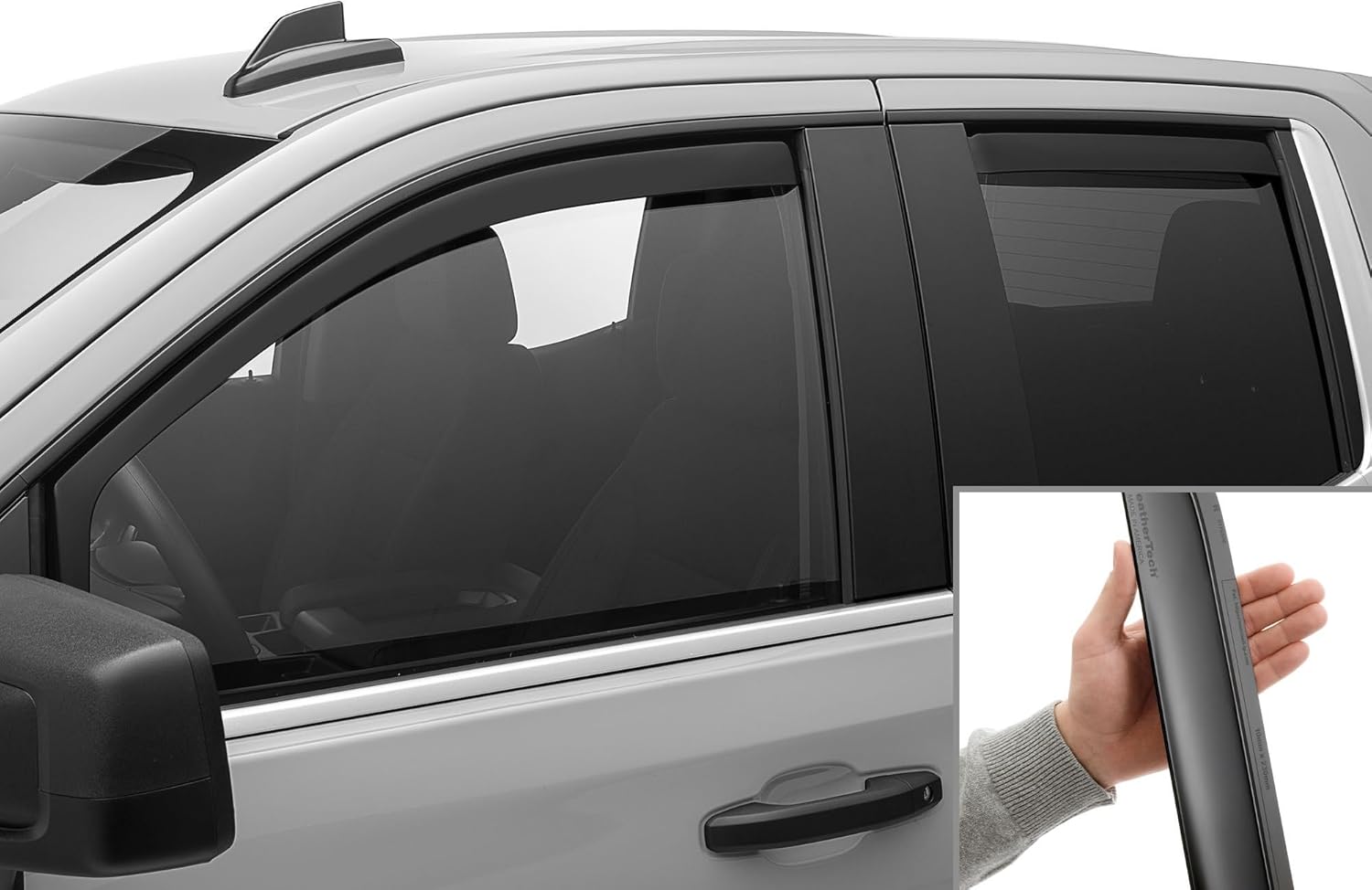 WeatherTech Custom Fit Side Window Deflectors for Chevrolet Silverado 1500, Sierra 1500, Sierra 1500 Limited - (80931IM-85930IM), Dark Tint